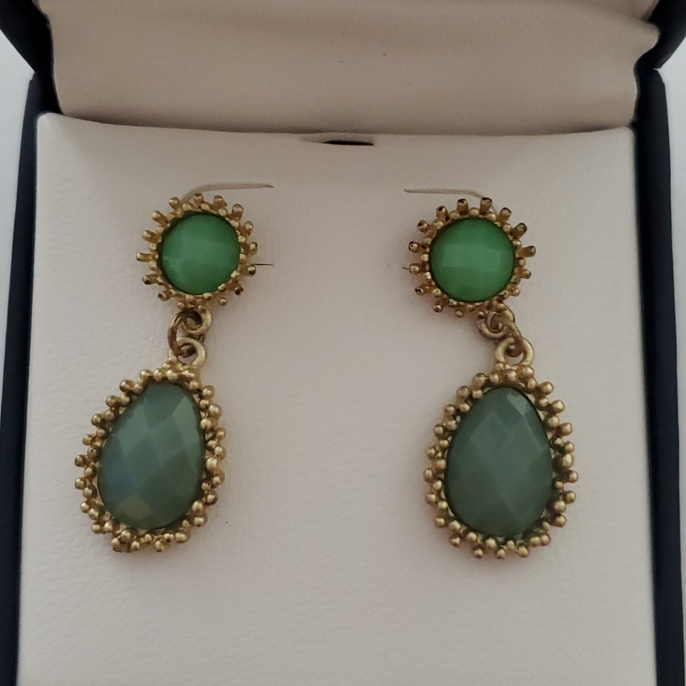 Argento Vivo Gold and Green Dangle Earrings